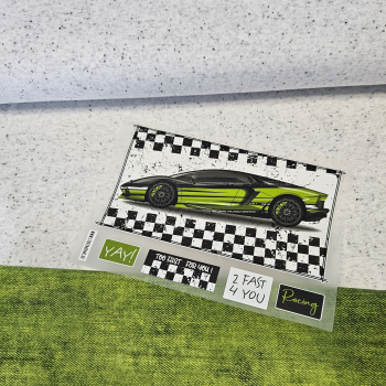 Bügelbild - "Sportwagen Grün" - SET